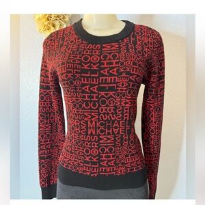MICHAEL Michael Kors Black and Red Logo Crew Neck Sweater